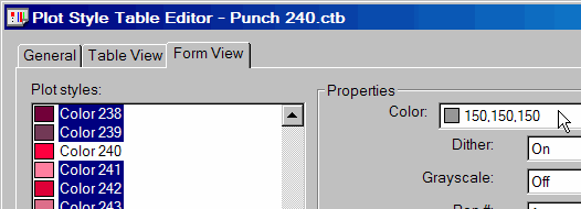 Plot Style Table Editor