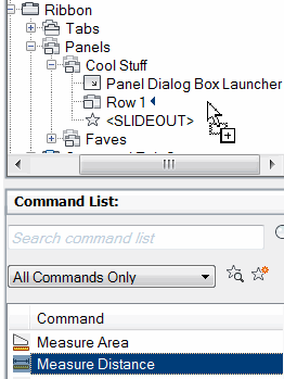 Drag commands to Row 1