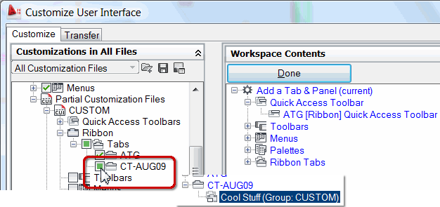 Ribbon Tabs listing