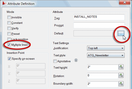 Attribute Definition dialog box