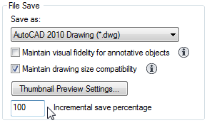 Incremental save percentage