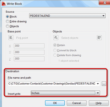 Write Block dialog box