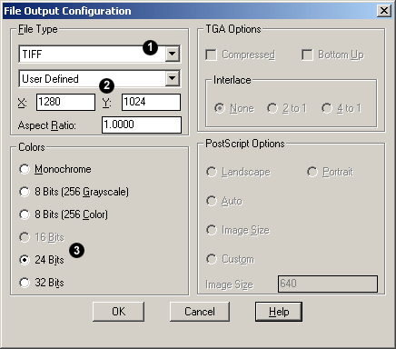 File Output Configuration Dialogue Box