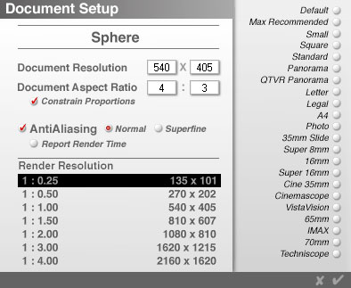 Document Setup Dialogue Box