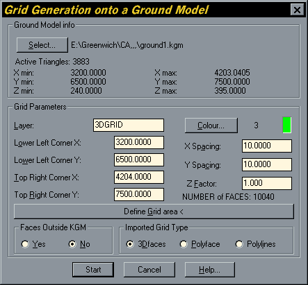 Grid Generation Dialogue Box