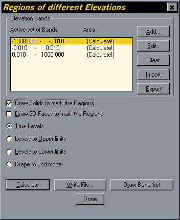 Regions of different Elevations Dialogue Box